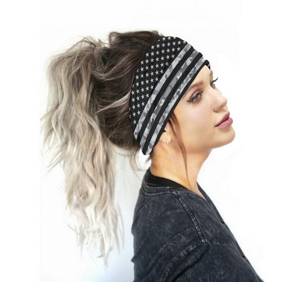 3/$28 Boho Patriotic Stretchy Wide Fabric Headband - Picture 3 of 16